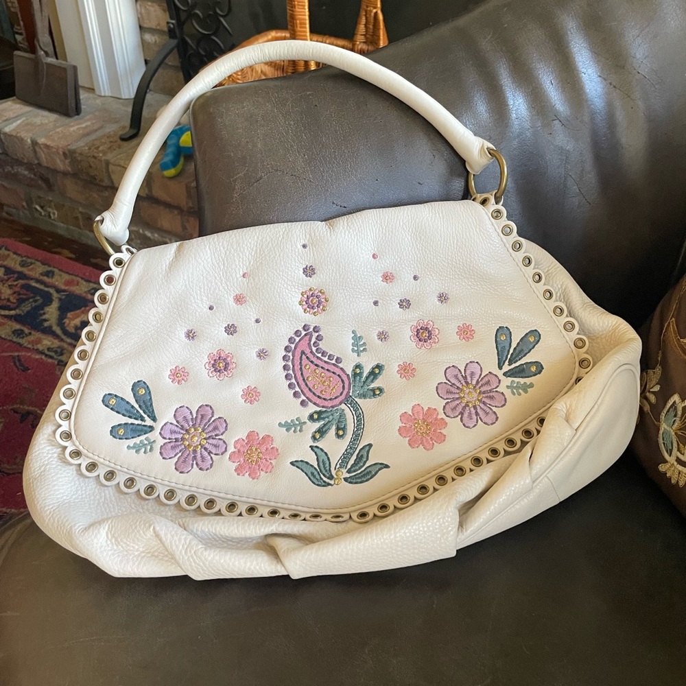 Isabella Fiore Leather Embroidered Handbag